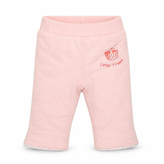 Front view of Baby Patch girls’ pink cotton capri trousers size newborn