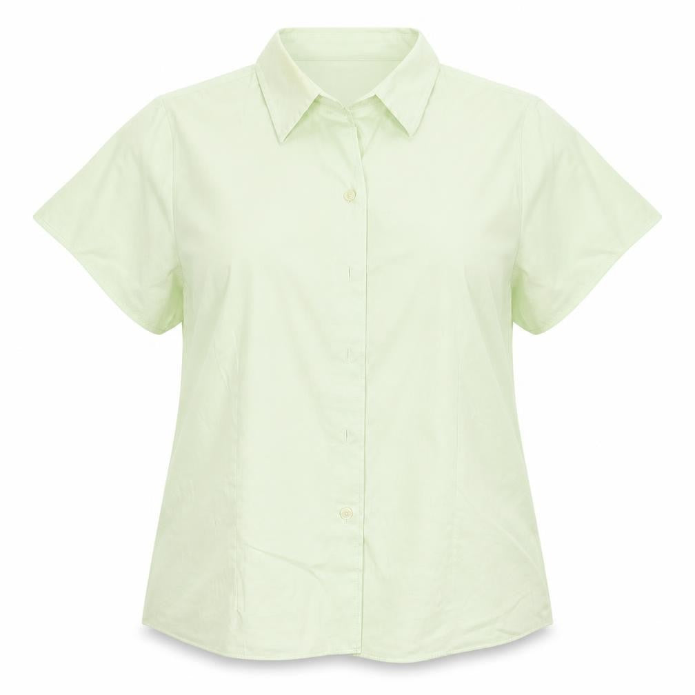 Front view of AMARANTO women’s green polyester basic button-up, size UK 18, collared
