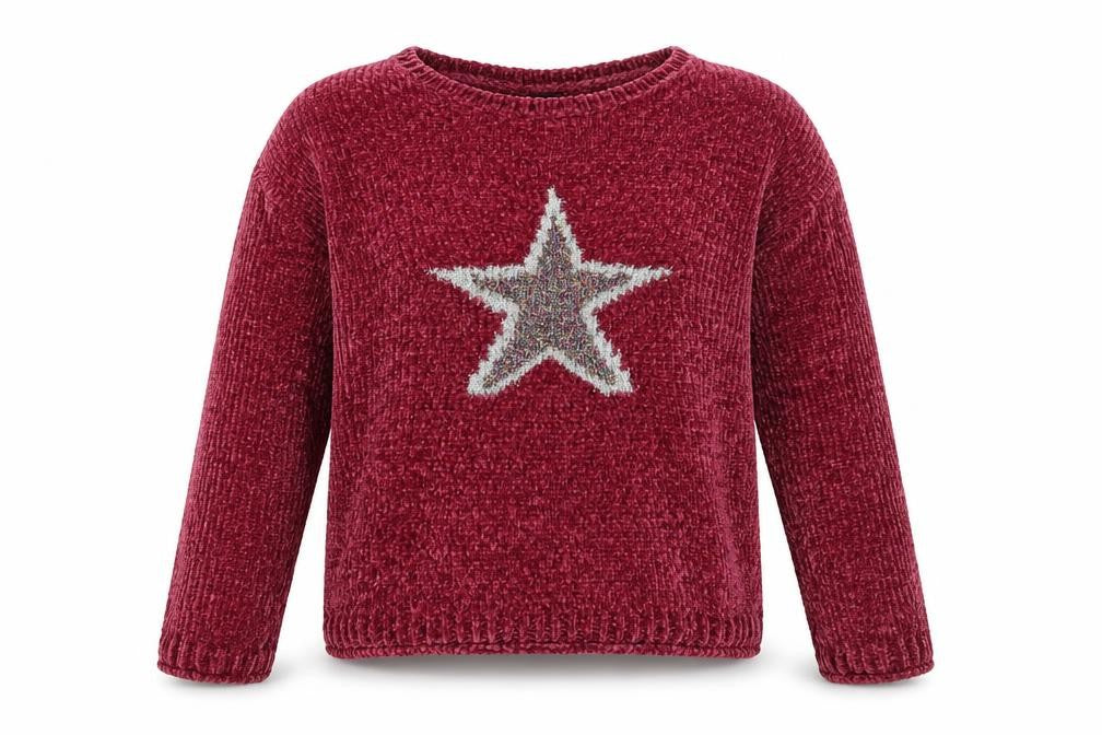 Front view of Matalan girls’ purple round neck polyester jumper, size 13, years