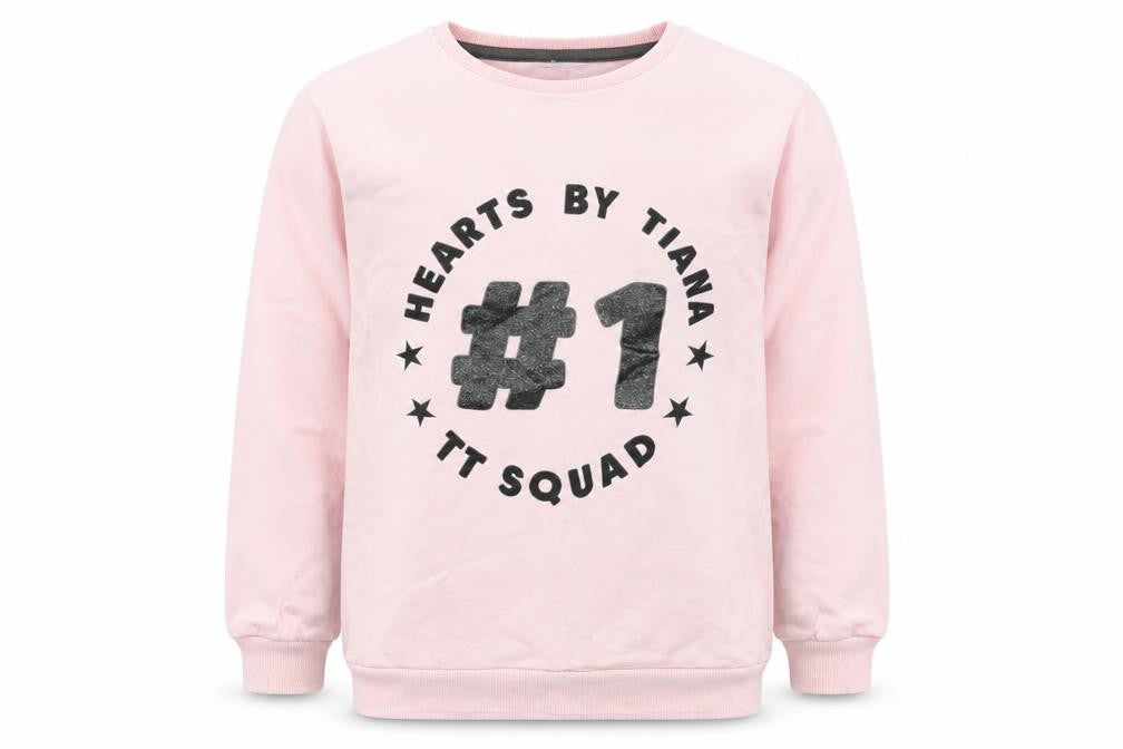 Front view of George girls’ pink cotton pullover sweatshirt, size 8-9, years
