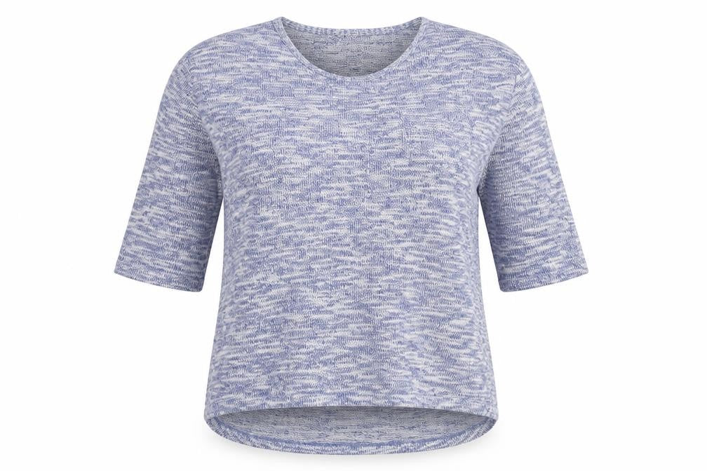 Front view of F&F women’s blue round neck polyester jumper, size UK 12