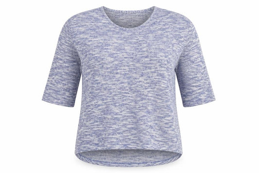 Front view of F&F women’s blue round neck polyester jumper, size UK 12