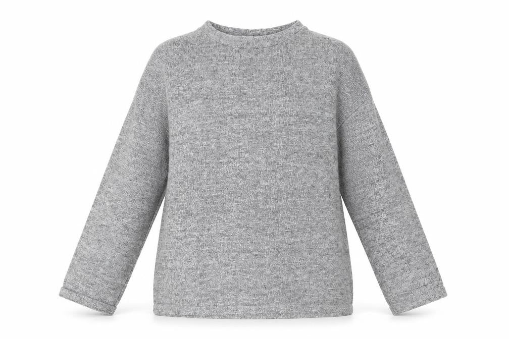 Front view of Zara women’s grey round neck polyester jumper, size M