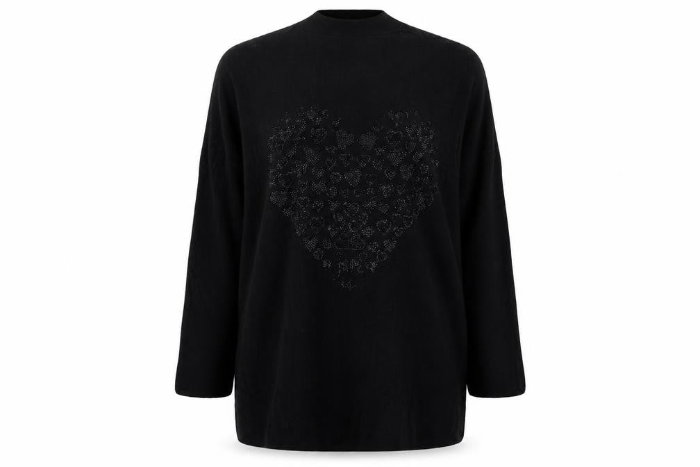 Front view of Roman women’s black round neck jumper, size M