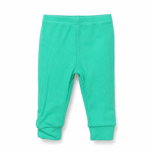 Front view of Dunnes Baby Green Cotton sweatpants, size 9, Months