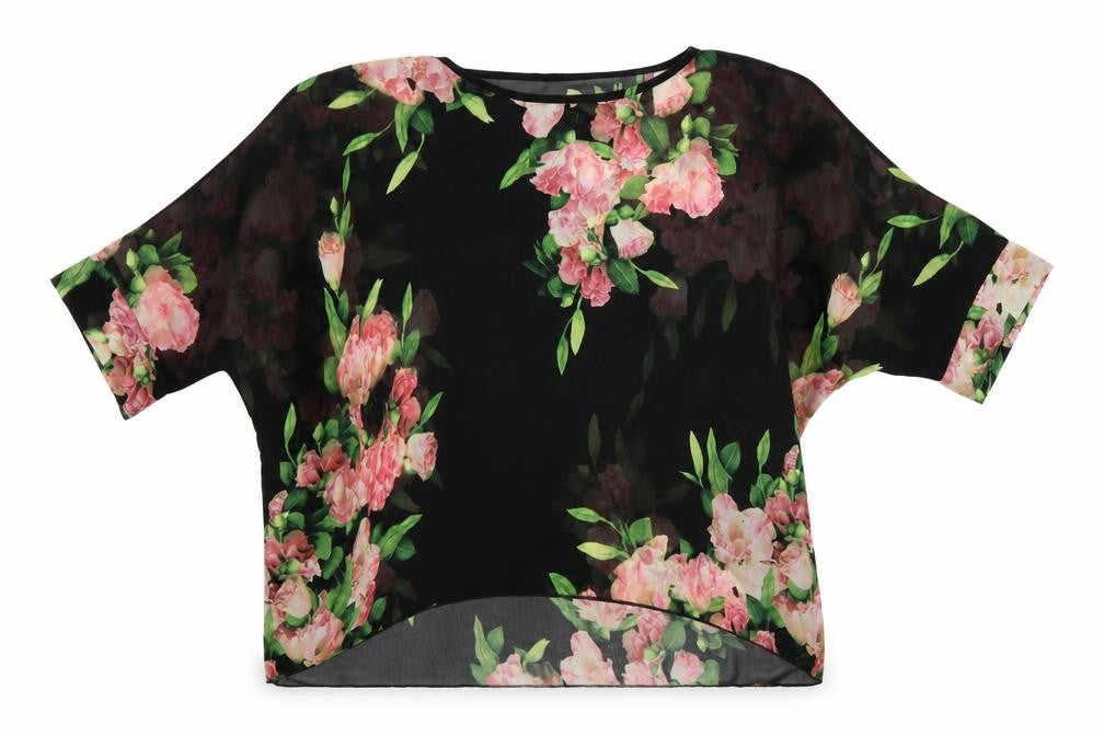 Front view of Blue Vanilla women’s multicoloured floral polyester basic blouse, size S, round neck