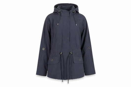Front view of Debenhams women’s grey parka coat, size UK 12