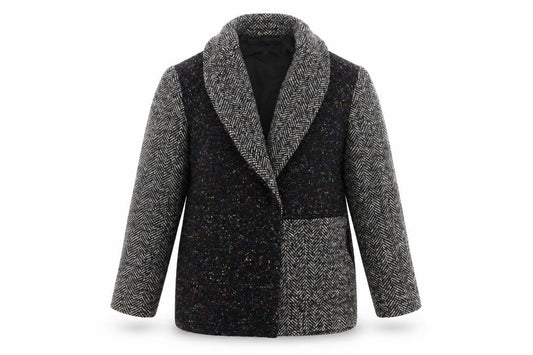 Front view of French Connecion women’s grey jacket coat, size UK 8