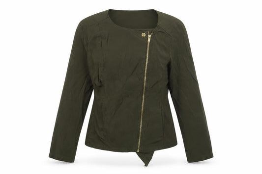 Front view of Dorothy Perkins women’s green jacket, size UK 8, zip