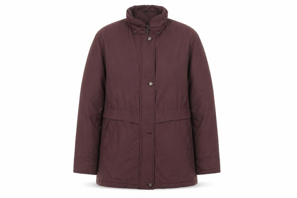 Front view of Klass women’s purple gilet jacket, size UK 18, zip