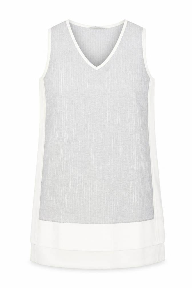 Front view of Next women’s grey polyester tunic blouse, size UK 14, v-neck