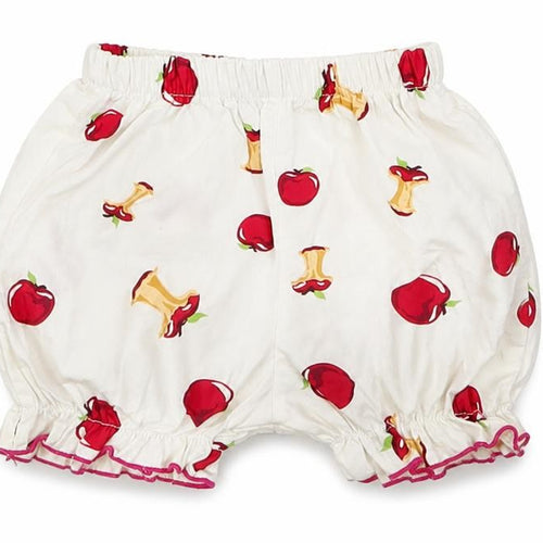 Preworn Girls White  Cotton Cropped Trousers Size 6-9 Months   - Apples