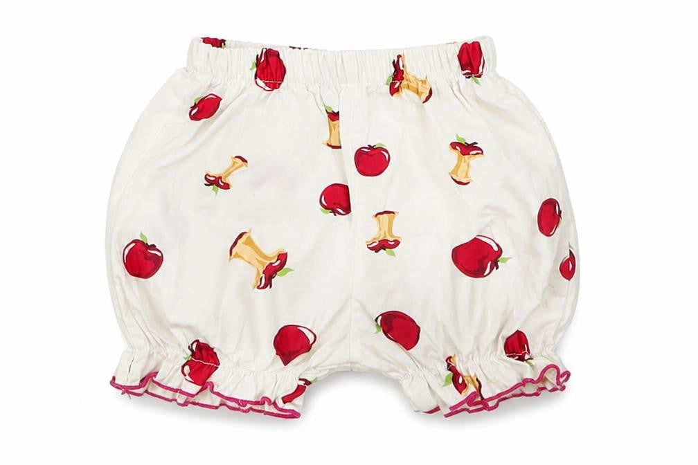 Preworn Girls White  Cotton Cropped Trousers Size 6-9 Months   - Apples