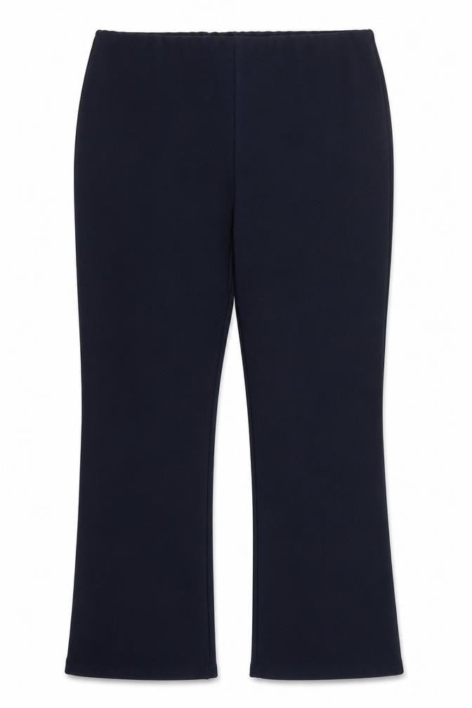 Front view of Preworn women’s blue polyester trousers, size UK 18, 26-inch leg regular