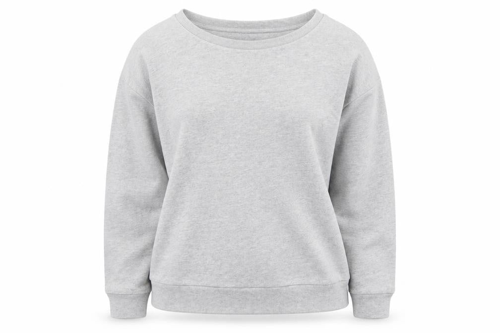 Front view of Topshop women’s grey cotton pullover sweatshirt, size UK 8, pullover