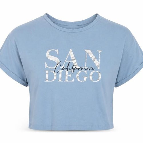 915 Generation Girls Blue  Cotton Cropped T-Shirt Size 10-11 Years Crew Neck