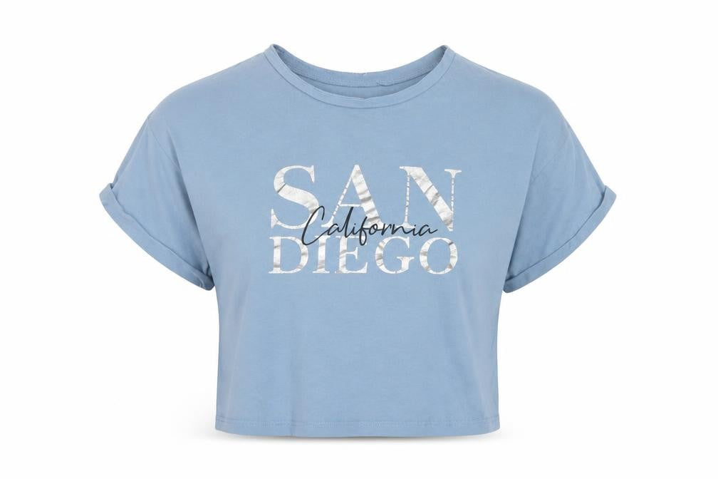 915 Generation Girls Blue  Cotton Cropped T-Shirt Size 10-11 Years Crew Neck