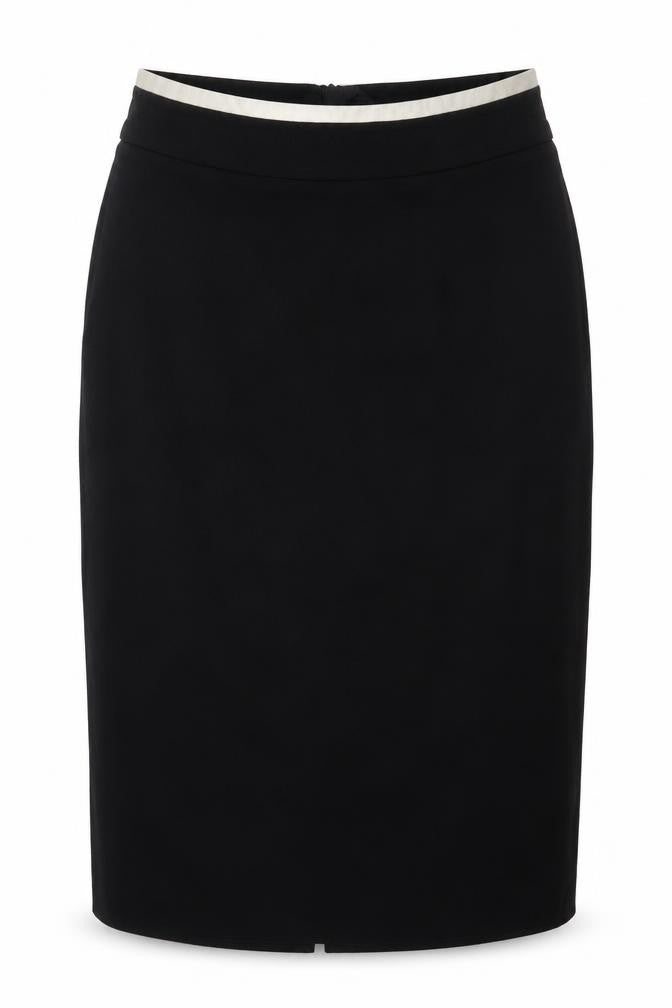 Front view of Wallis women’s black polyester a-line skirt, size UK 8, zip