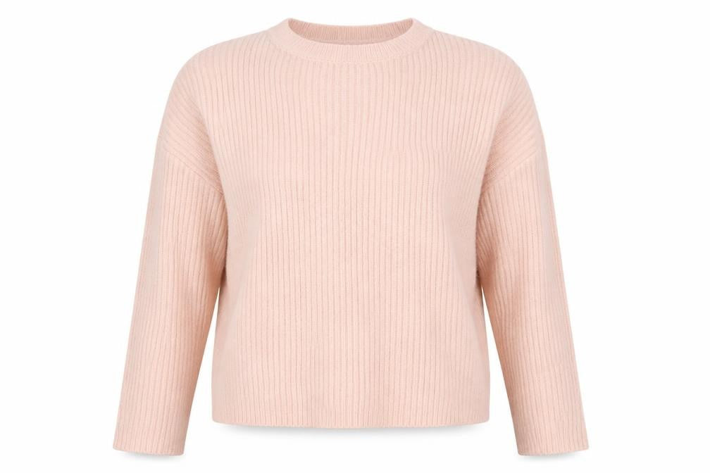 Front view of Nasty Gal women’s pink round neck acrylic jumper, size L