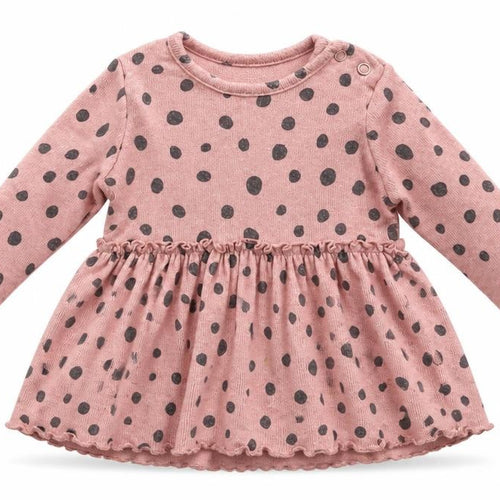 George Girls Pink Polka Dot Vinyl Fit & Flare  Size 3-6 Months  Round Neck