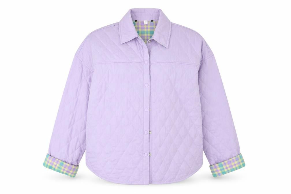 Front view of Preworn women’s purple jacket, size UK 6