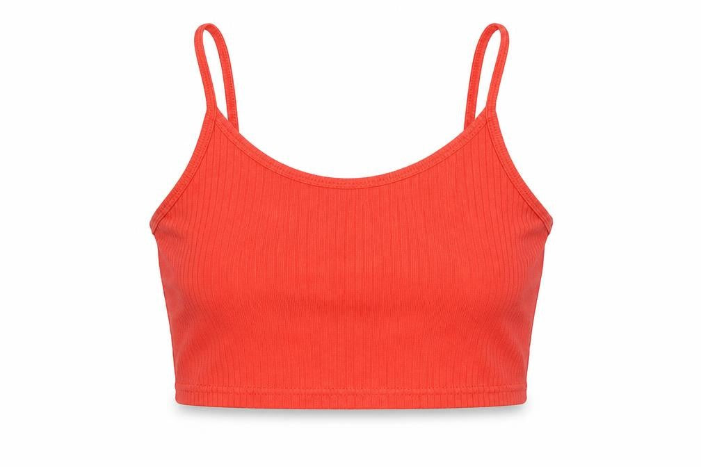 Topshop Womens Orange  Cotton Cropped Tank Size 4 Round Neck