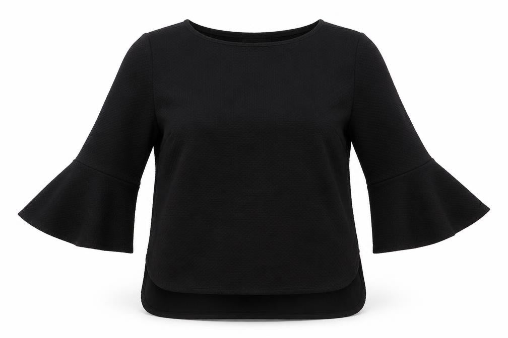 Front view of Zara women’s black round neck polyester jumper, size S