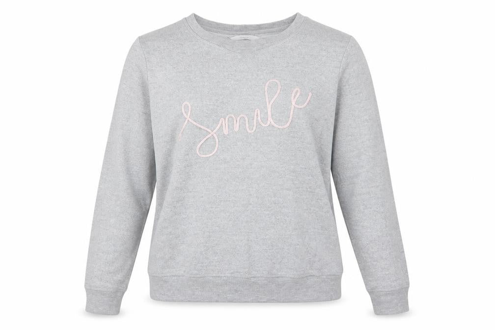 Front view of George women’s grey round neck polyester jumper, size UK 8