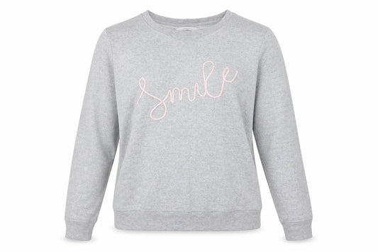 Front view of George women’s grey round neck polyester jumper, size UK 8