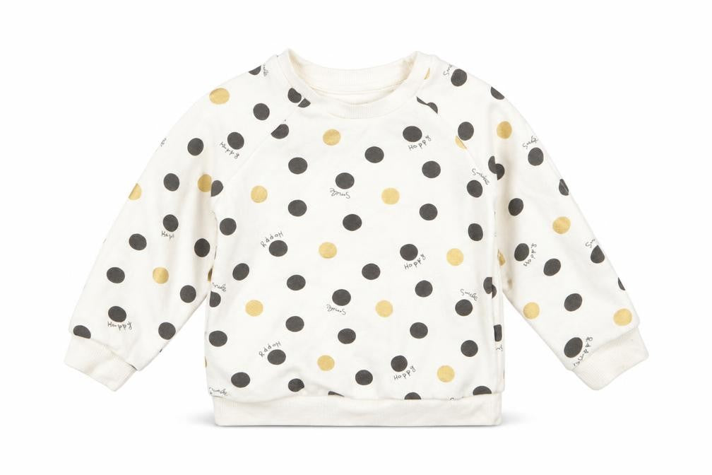 Front view of Primark Baby Ivory Polka Dot Cotton jumper, size 12-18, Months