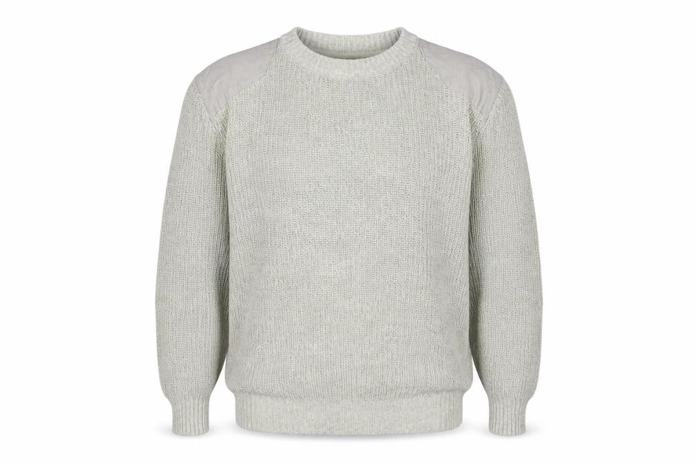 Front view of Matalan men’s beige crew neck cotton jumper, size L