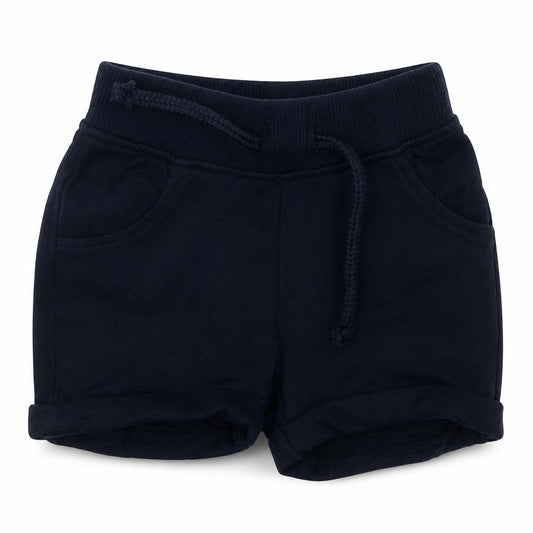 Front view of Primark boys’ blue cotton shorts outfit/set, size 0-3, months tie