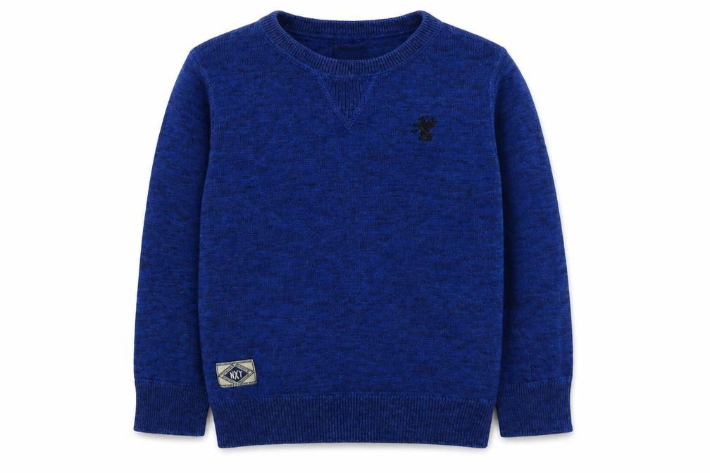Front view of Next boys’ blue coir pullover sweatshirt, size 3, years pullover