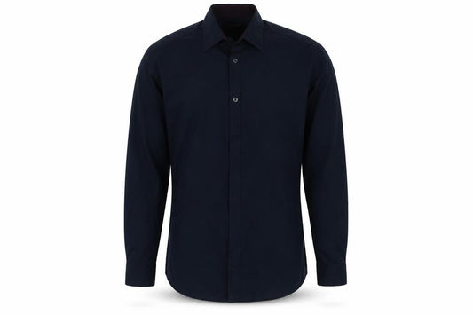 Front view of Matalan men’s blue cotton button-up, size 15, collared button