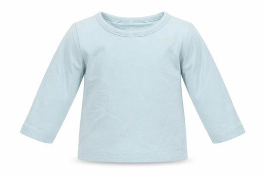 Front view of George girls’ blue cotton basic t-shirt, size 3-6, months round neck