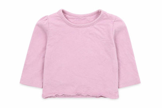 Front view of George girls’ purple cotton basic t-shirt, size 3-6, months round neck
