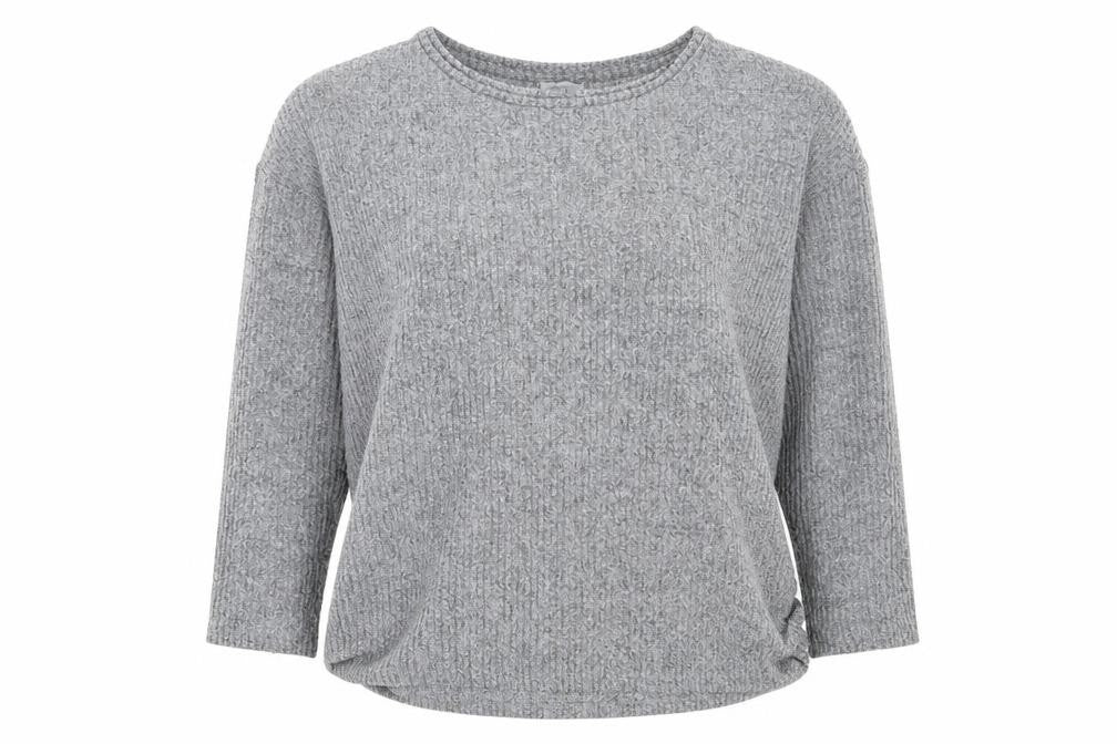 Front view of Papaya women’s grey round neck polyester jumper, size L