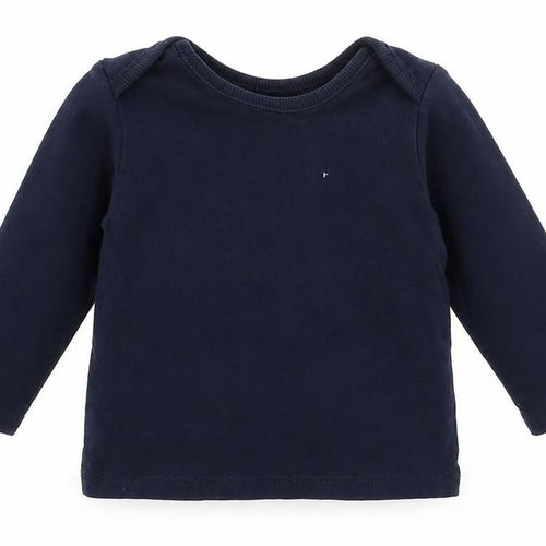 George Girls Blue  Cotton Basic T-Shirt Size 3-6 Months Round Neck