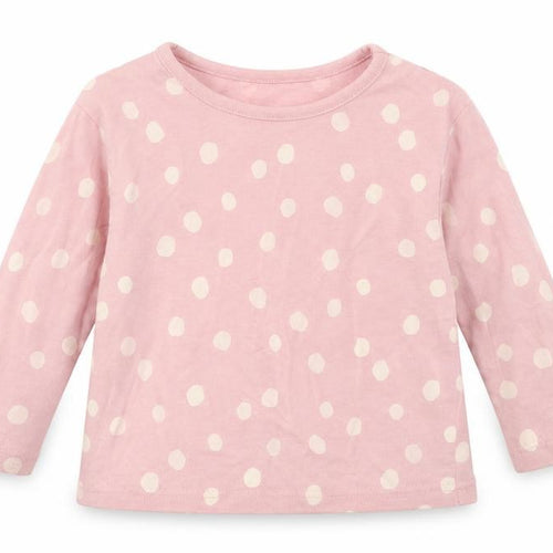 George Girls Pink Polka Dot Cotton Basic T-Shirt Size 6-9 Months Round Neck