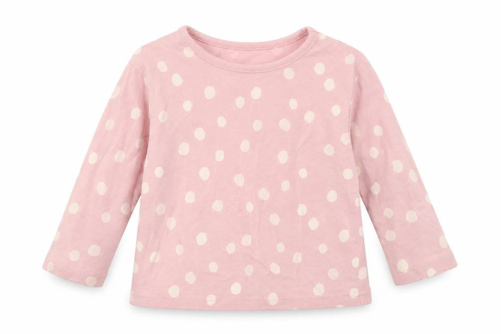 George Girls Pink Polka Dot Cotton Basic T-Shirt Size 6-9 Months Round Neck