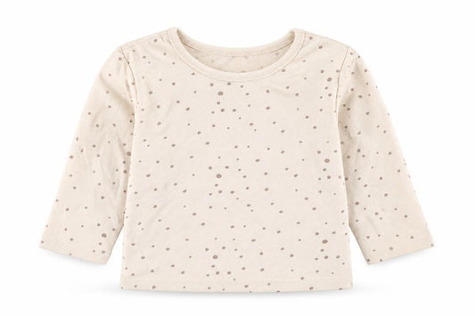Front view of George girls’ ivory polka dot cotton basic t-shirt, size 6-9, months round neck