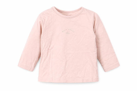 Front view of George girls’ pink cotton basic t-shirt, size 6-9, months round neck - wide awake