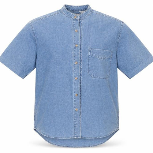 The Trader Jeans Company Mens Blue  Cotton  Button-Up Size S Round Neck Button