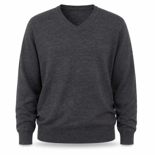 Fashion Friends Mens Grey V-Neck  Cotton Pullover Jumper Size M