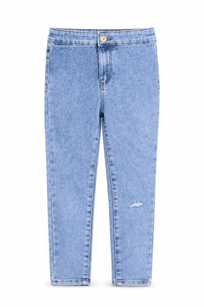 Mango Girls Blue Cotton Skinny Jeans Size 9 Months L22 in Regular Zip