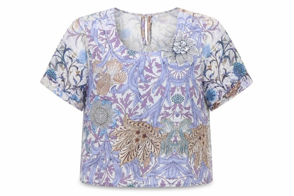 Front view of Silvian Heach women’s multicoloured floral polyester basic blouse, size XS, round neck