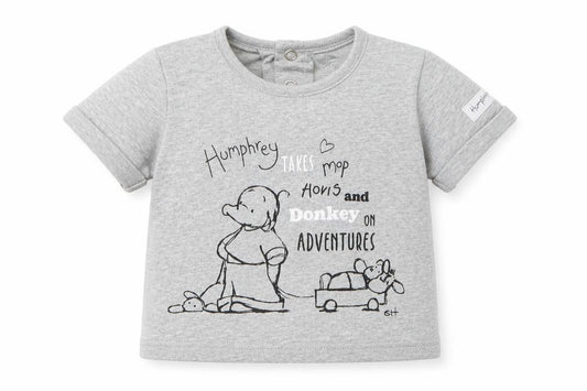 Front view of Humprey's Corner Baby Grey 100% Cotton Basic T-Shirt, size 0-3, Months Roll Neck