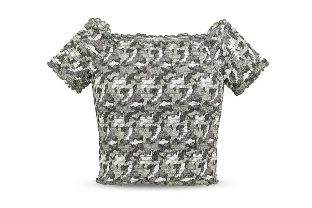 Primark Girls Green Camouflage Cotton Cropped Blouse Size 11-12 Years Off the Shoulder