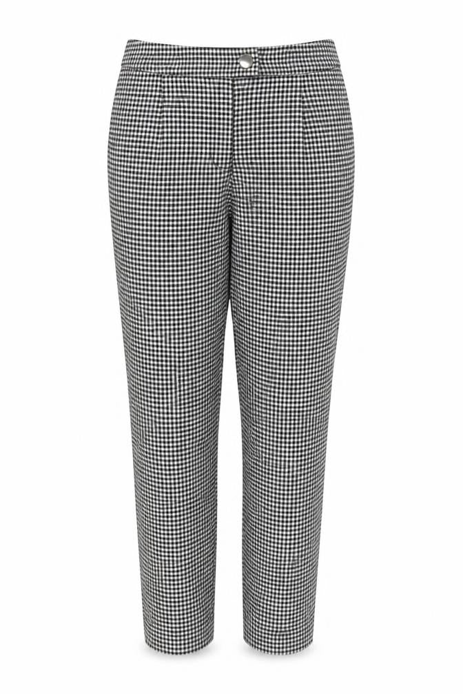 Preworn Womens Grey Check Cotton Trousers  Size 10 L27 in Regular Snap