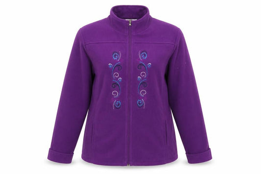 Front view of Alia women’s purple windbreaker jacket, size M, zip